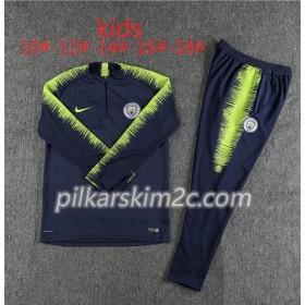 Manchester City Dziecięca Komplet Bluzy Treningowe Ciemno Niebieski Zielony 2018-2019